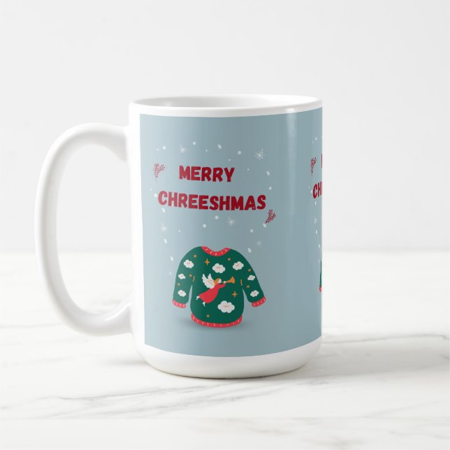 Frohe Weihnachten Ugly Sweater Angel Kaffeetasse (Links)