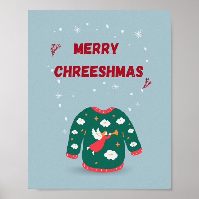 Frohe Weihnachten Ugly Sweater Angel Poster (Vorne)