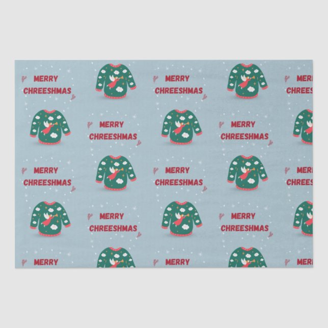 Frohe Weihnachten Ugly Sweater Angel Seidenpapier (Vorderseite)
