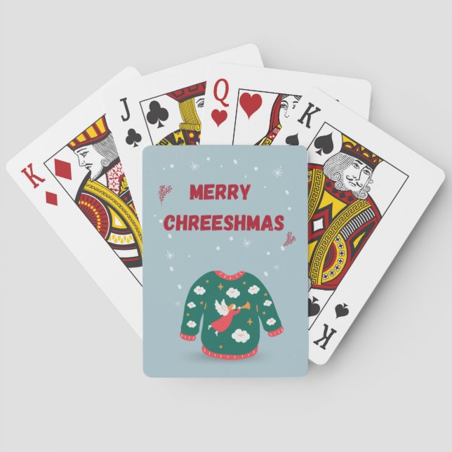 Frohe Weihnachten Ugly Sweater Angel Spielkarten (Rückseite)