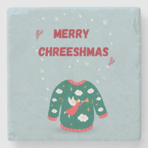 Frohe Weihnachten Ugly Sweater Angel Steinuntersetzer
