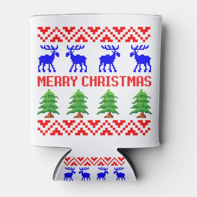 Frohe Weihnachten Ugly Sweater Dosenkühler (Vorderseite)