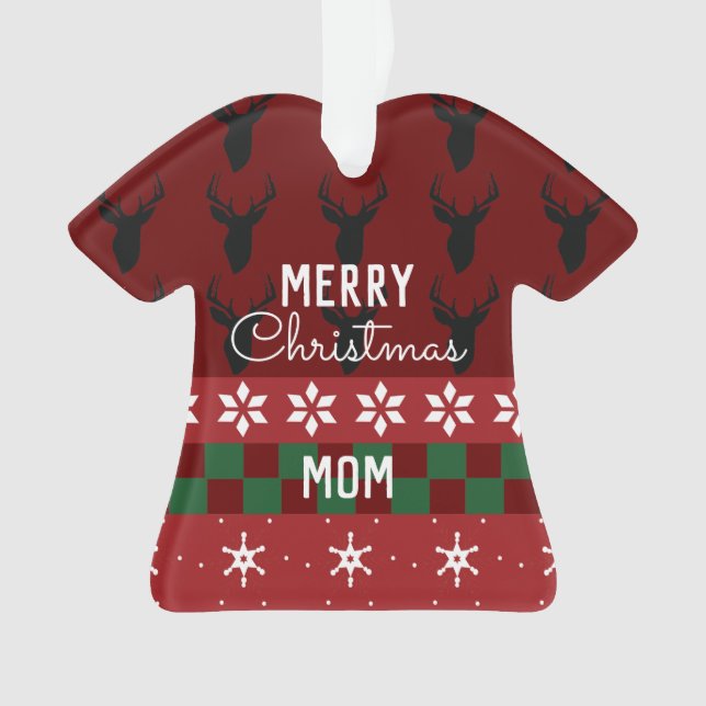 Frohe Weihnachten Ugly Sweater Name Ornament (Vorderseite)