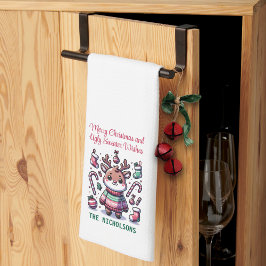 Frohe Weihnachten & Ugly Sweater wünscht Rentier Geschirrtuch