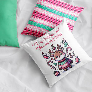 Frohe Weihnachten & Ugly Sweater wünscht Rentier Kissen
