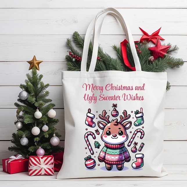 Frohe Weihnachten & Ugly Sweater wünscht Rentier Tasche (Von Creator hochgeladen)