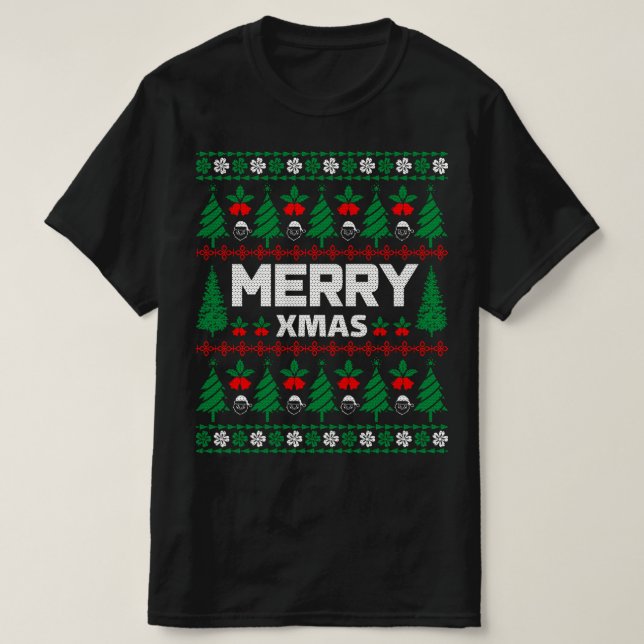 frohe Weihnachten Ugly Weihnachts-Sweater T-Shirt (Design vorne)