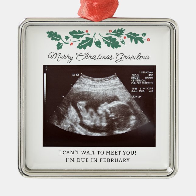 Frohe Weihnachten Ultrasound Schwangerschaft Scan  Ornament Aus Metall (Vorne)