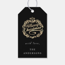 Frohe Weihnachten, um Wreath Royal Bells Black zu  Geschenkanhänger