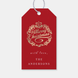Frohe Weihnachten, um Wreath Royal Red Gold zu nen Geschenkanhänger