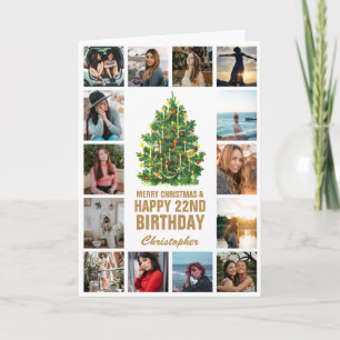 Frohe Weihnachten und 22. Glück zum Geburtstag Fot Karte