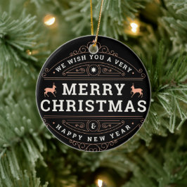 Frohe Weihnachten und ein glücklicher Neujahrsname Keramik Ornament
