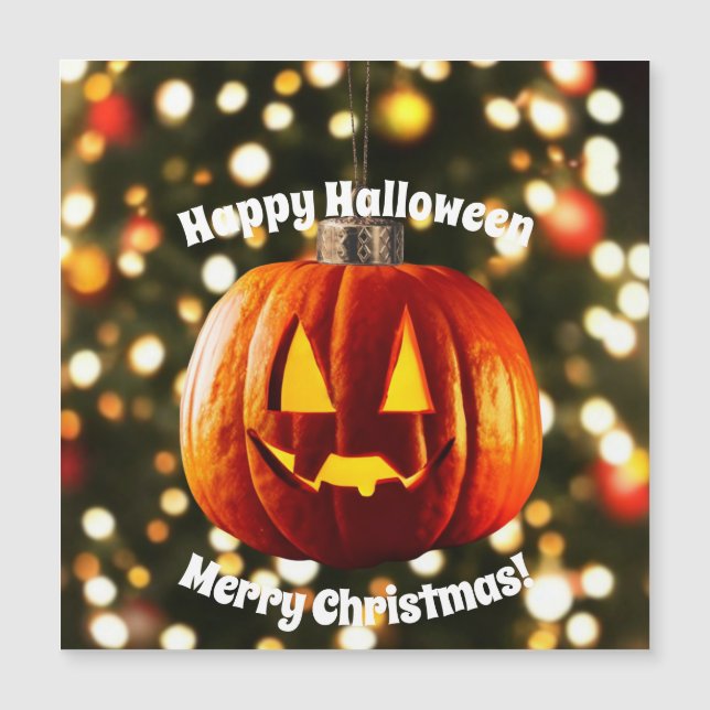 Frohe Weihnachten und ein glückliches Halloween Magnetkarte (Vorderseite)