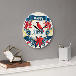 Frohe Weihnachten und ein glückliches neues Jahr!  Große Wanduhr
