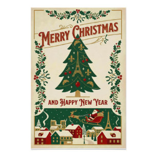 Frohe Weihnachten und ein glückliches neues Jahr Poster