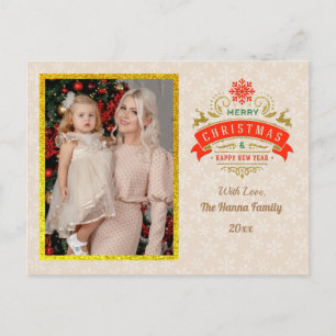 Frohe Weihnachten und ein glückliches neues Jahr & Postkarte