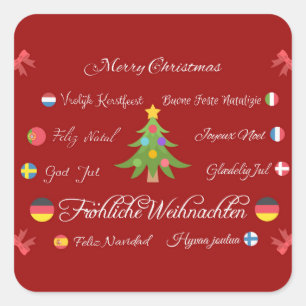 Frohe Weihnachten und ein glückliches neues Jahr! Quadratischer Aufkleber