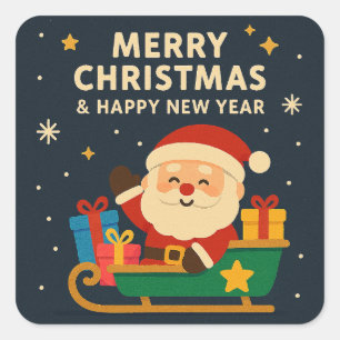 Frohe Weihnachten und ein glückliches neues Jahr - Quadratischer Aufkleber