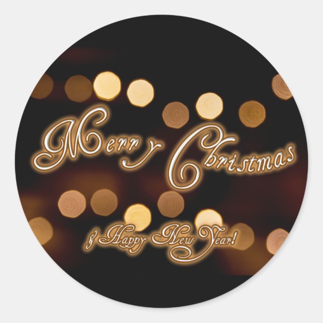 Frohe Weihnachten und ein glückliches neues Jahr! Runder Aufkleber (Vorderseite)