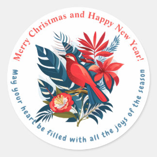 Frohe Weihnachten und ein glückliches neues Jahr!  Runder Aufkleber