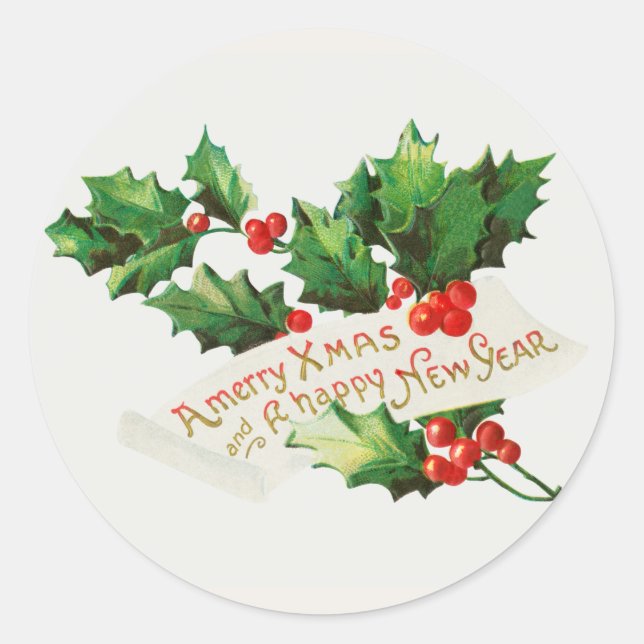 Frohe Weihnachten und ein glückliches neues Jahr V Runder Aufkleber (Vorderseite)