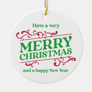 Frohe Weihnachten und ein glückliches neues Jahr W Keramik Ornament