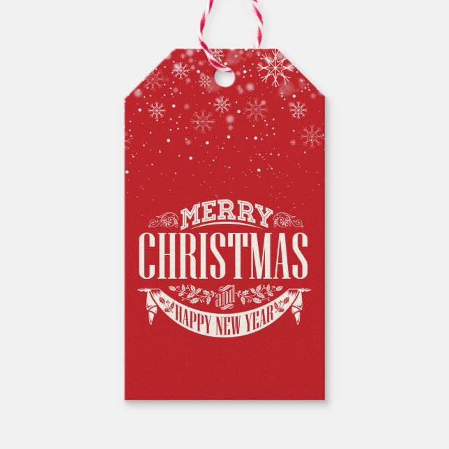 Frohe Weihnachten und ein glückliches Neujahr Schn Geschenkanhänger (Vorderseite)