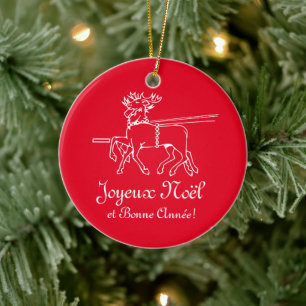 Frohe Weihnachten und ein gutes neues Jahr französ Keramik Ornament
