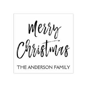 Frohe Weihnachten und Familienname Rubber Briefmar Gummistempel