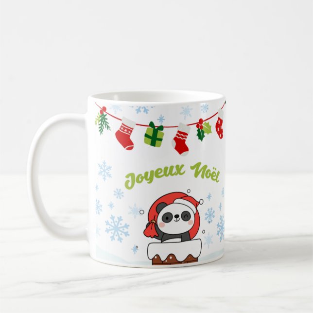 Frohe Weihnachten und frohes neues Jahr Pandas Kaffeetasse (Links)