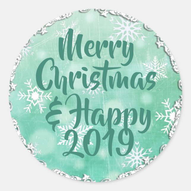 Frohe Weihnachten und Glück 2019 Weihnachtskarte Runder Aufkleber (Vorderseite)