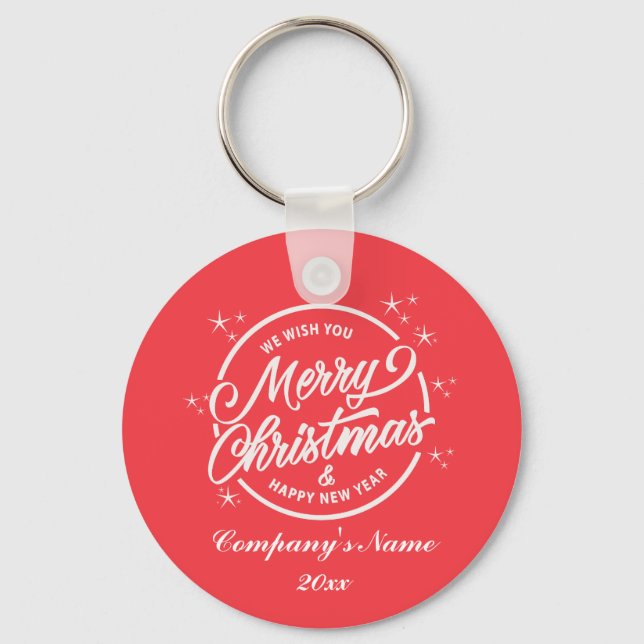 Frohe Weihnachten und Glück für das neue Jahr, wei Schlüsselanhänger (Vorderseite)