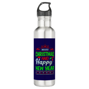 Frohe Weihnachten und Glück im neuen Jahr 61064 Edelstahlflasche
