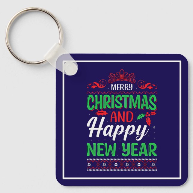 Frohe Weihnachten und Glück im neuen Jahr 61064 Ho Schlüsselanhänger (Vorderseite)