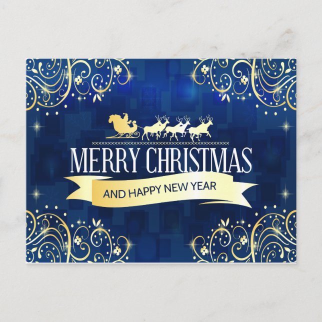 Frohe Weihnachten und Glück im neuen Jahr Postkarte (Vorderseite)