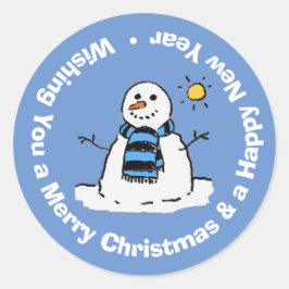 Frohe Weihnachten und Glück im neuen Jahr. Runder Aufkleber