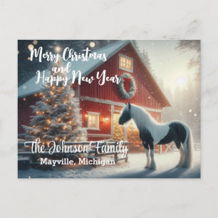 Frohe Weihnachten und Glück Neues Jahr Pferd und S Postkarte