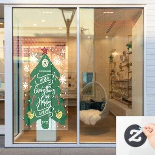 Frohe Weihnachten und Glück Neues Jahr, Winter Fensteraufkleber