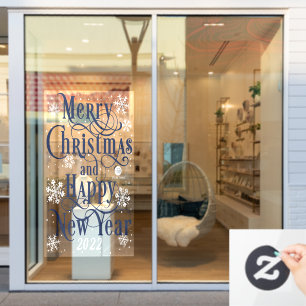 Frohe Weihnachten und Glück Neujahr 2022 Speiche Fensteraufkleber