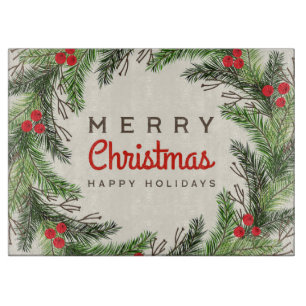 Frohe Weihnachten und glückliche Feiertage Schneidebrett