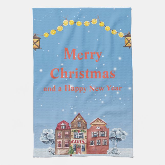 Frohe Weihnachten und glückliche Neujahr Küchentüc Geschirrtuch (Vertikal)