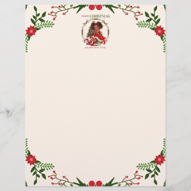 Frohe Weihnachten und glückliche Neujahr Schwarze  Briefbogen (Vorderseite)