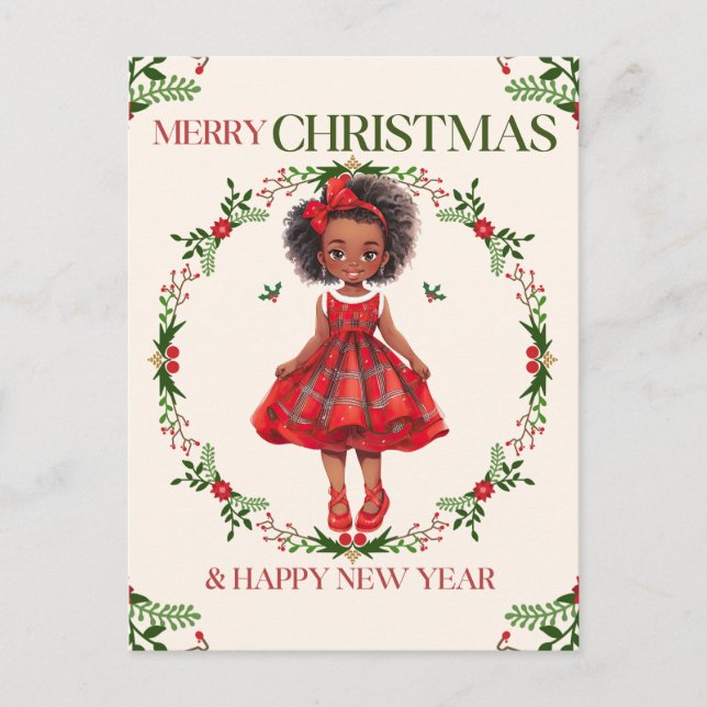Frohe Weihnachten und glückliche Neujahr Schwarze  Postkarte (Vorderseite)