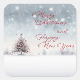 Frohe Weihnachten und glückliche Neujahrsaufkleber Quadratischer Aufkleber