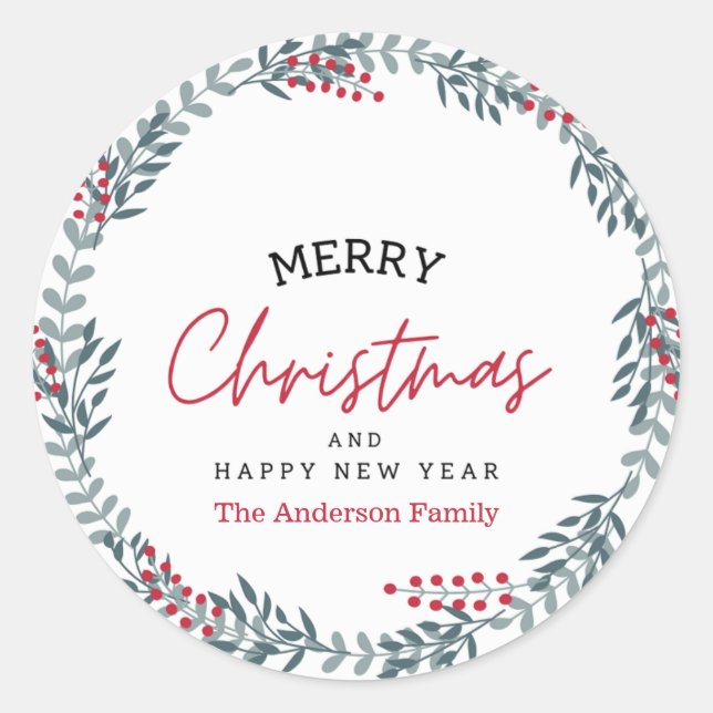 Frohe Weihnachten und glückliche Neujahrsfeier Runder Aufkleber (Vorderseite)