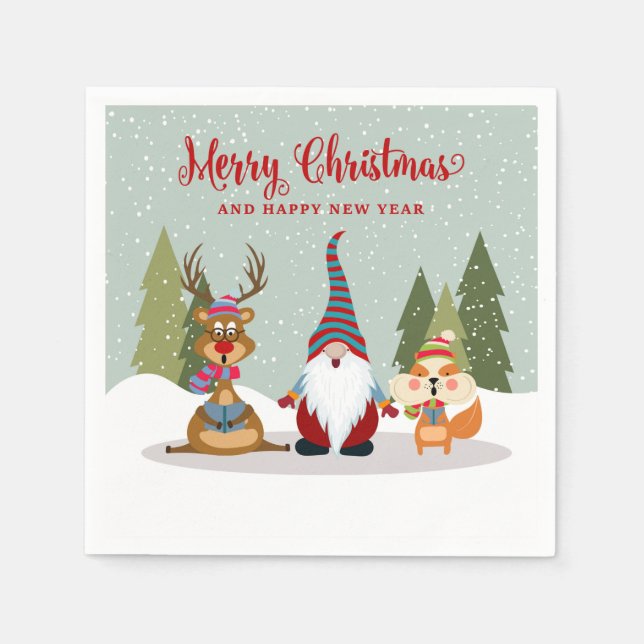 Frohe Weihnachten und glückliche Neujahrsgönne Serviette (Vorderseite)