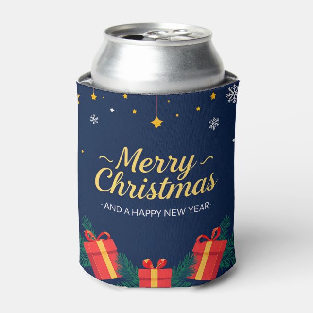 Frohe Weihnachten und glückliche Neujahrsgrüße Dosenkühler (Kanne Vorderseite)