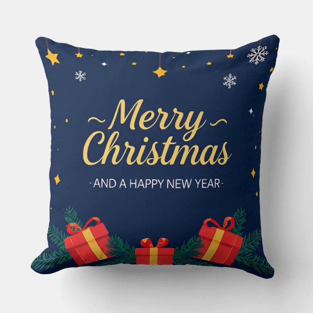 Frohe Weihnachten und glückliche Neujahrsgrüße Kissen (Vorderseite)