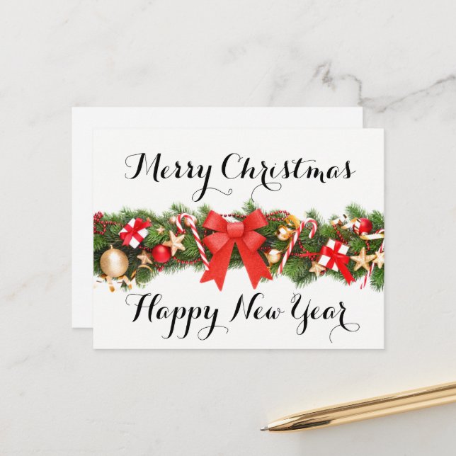 Frohe Weihnachten und glückliche Neujahrskarte (Vorderseite/Rückseite Beispiel)