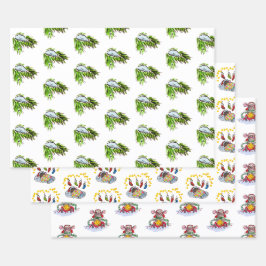 Frohe Weihnachten und glückliche Neujahrsmäuse Geschenkpapier Set
